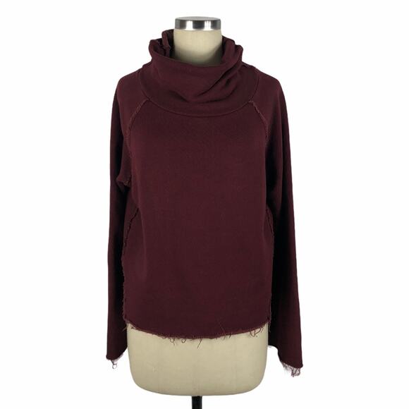ALALA Burgundy Riki Cowl Neck Sweatshirt Small - Picture 1 of 8